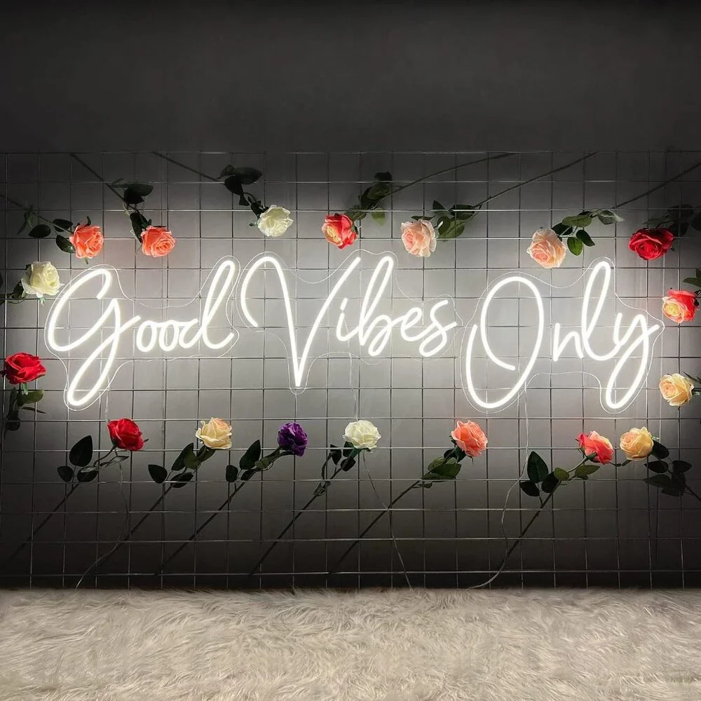 Large Good Vibes Only Neon Sign Wall Decorations Big Neon Lights for Bedroom